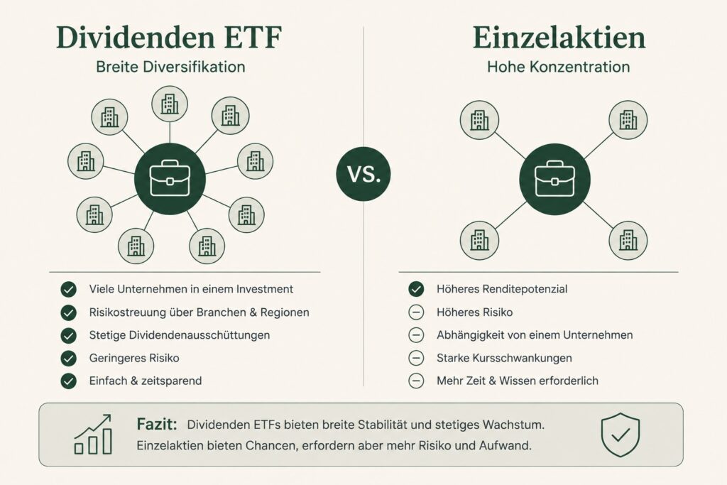 Dividenden ETF vs Einzelaktien beim Dividenden investieren für Anfänger