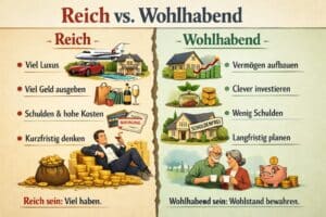 Mann denkt über finanzielle Freiheit und Wohlstand nach