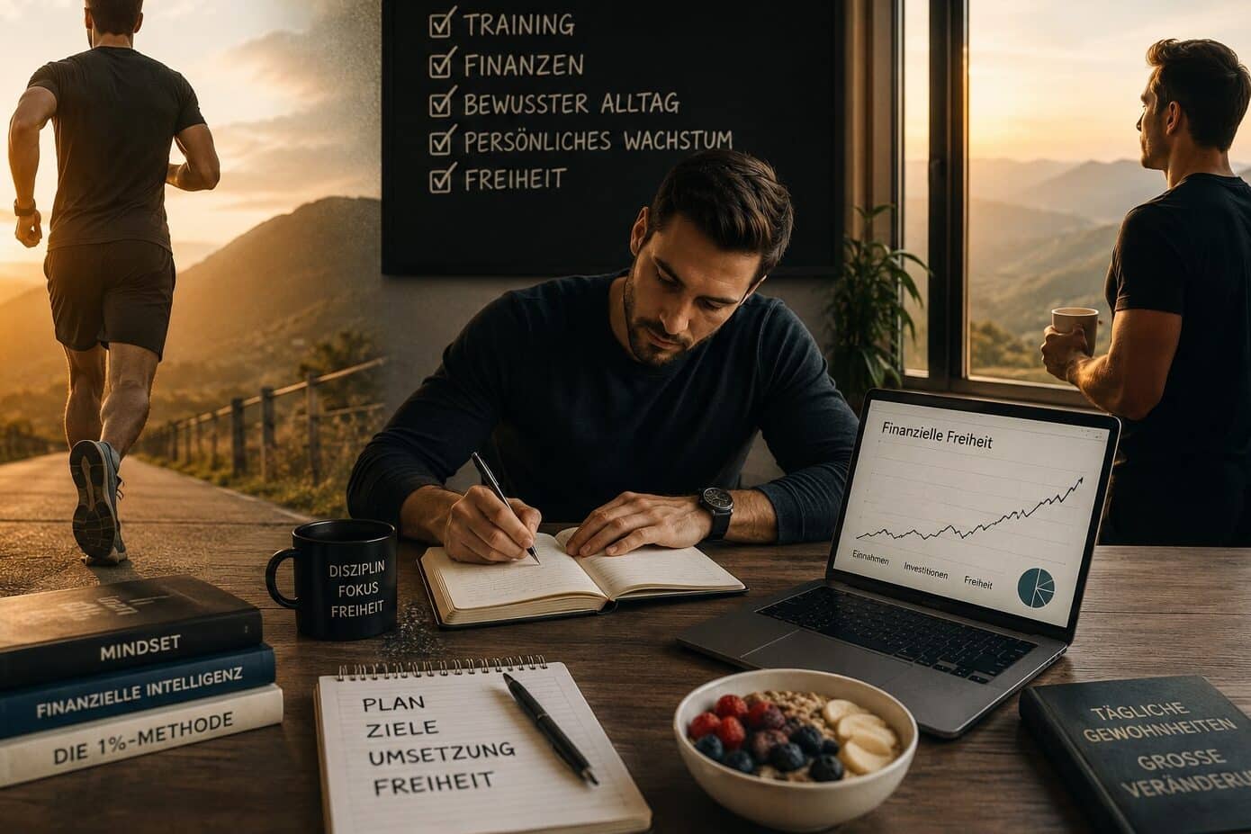 Mann hat sein Leben verändert — Training, Finanzen, bewusster Alltag