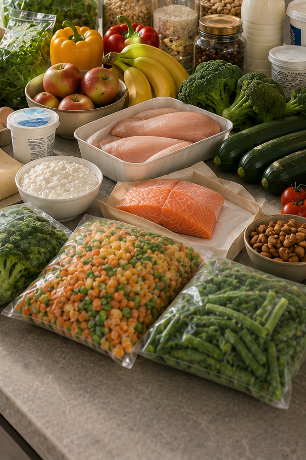 Meal Prep Männer — vorbereitete Mahlzeiten in Behältern für die Arbeitswoche