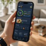 Ernährungsplan Männer — Mann trackt Mahlzeiten in App auf dem Smartphone