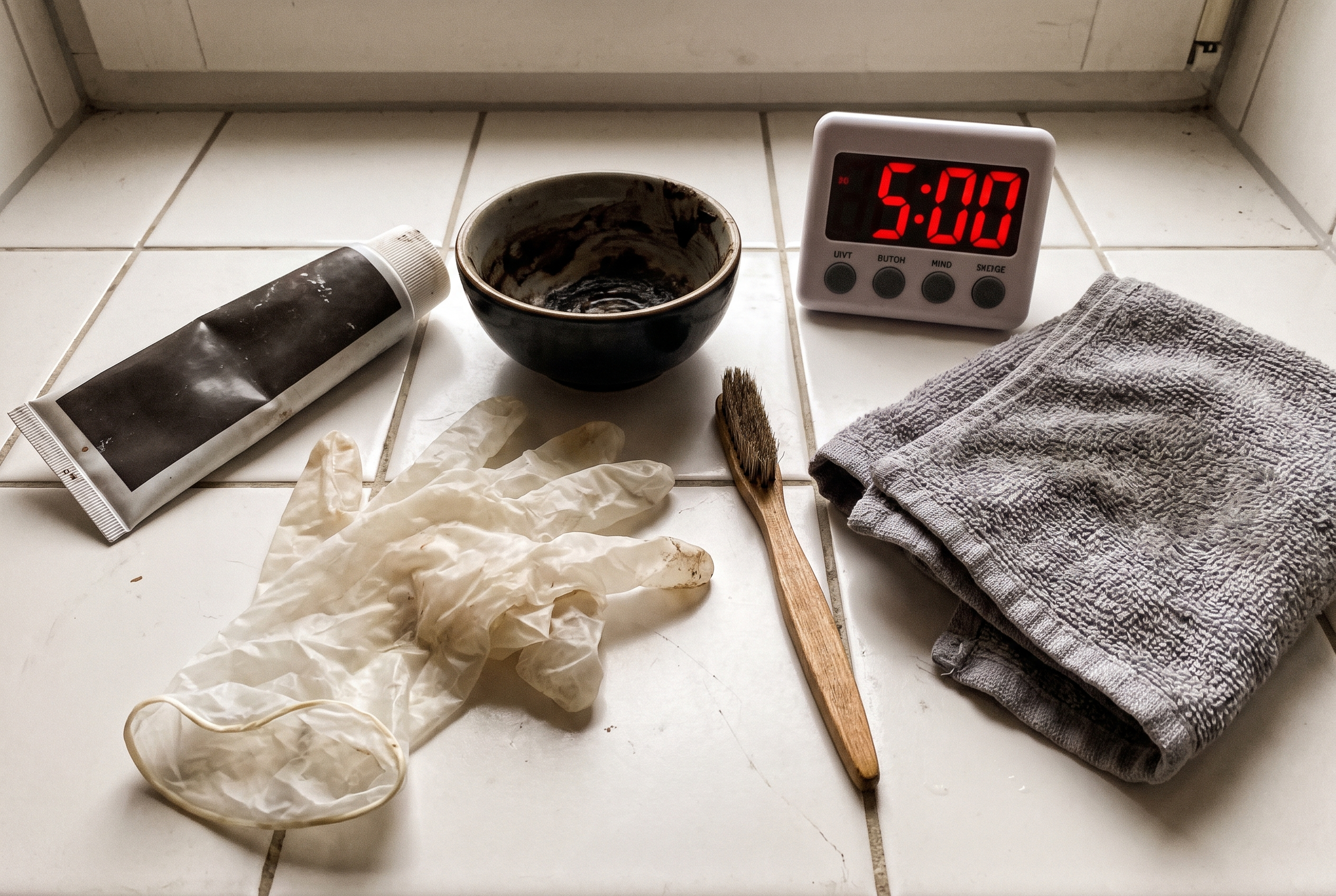 Bart färben Männer Zubehör — Farbe, Handschuhe, Pinsel und Timer