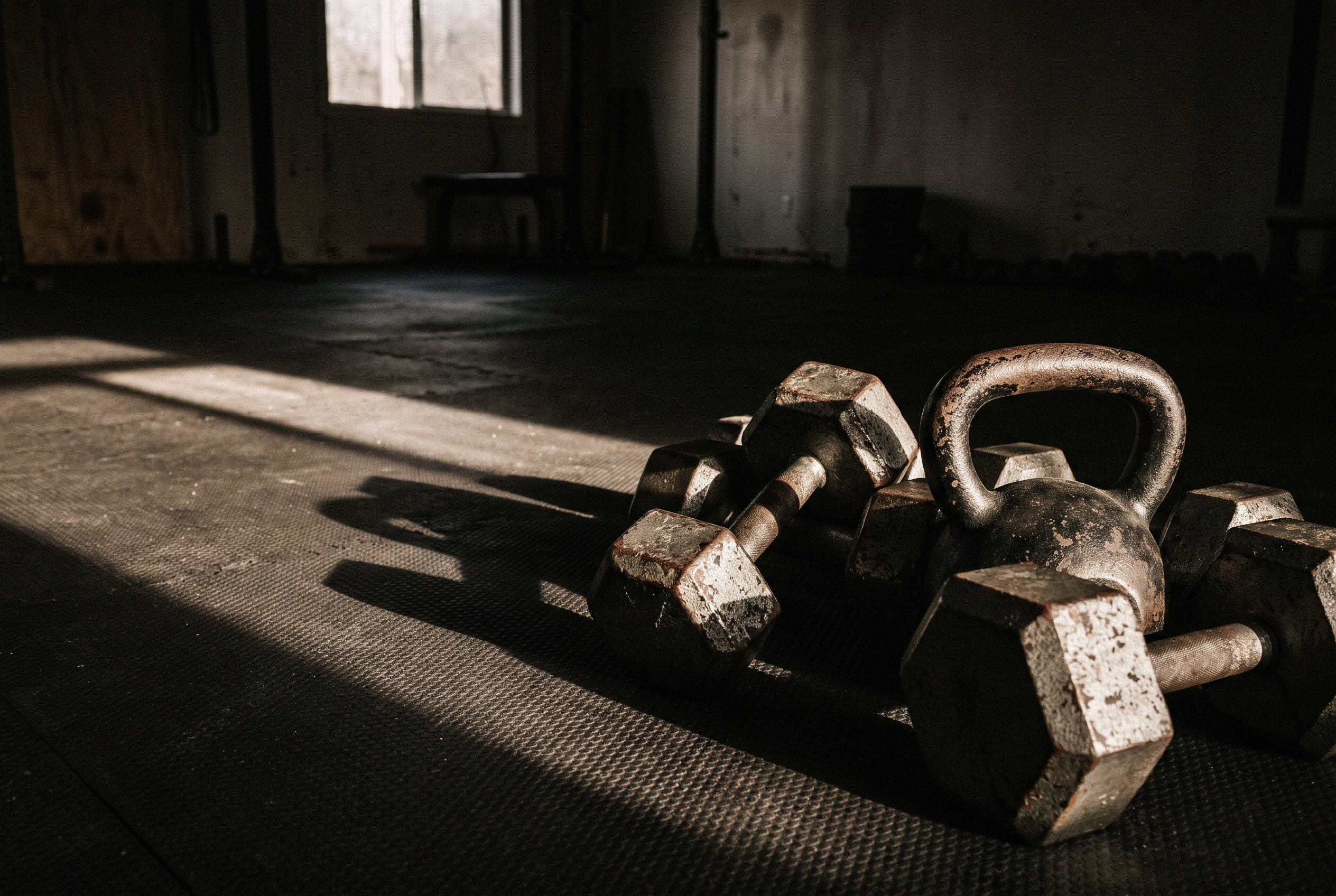 Ganzkörpertraining ab 40 Trainingsgeräte in dramatischem Licht
