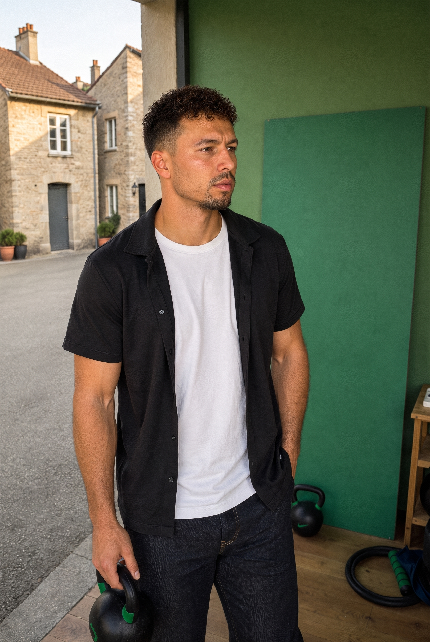 Fabian Waizenhöfer in seinem Home-Gym in Graubünden — Alltag zwischen Job und Training