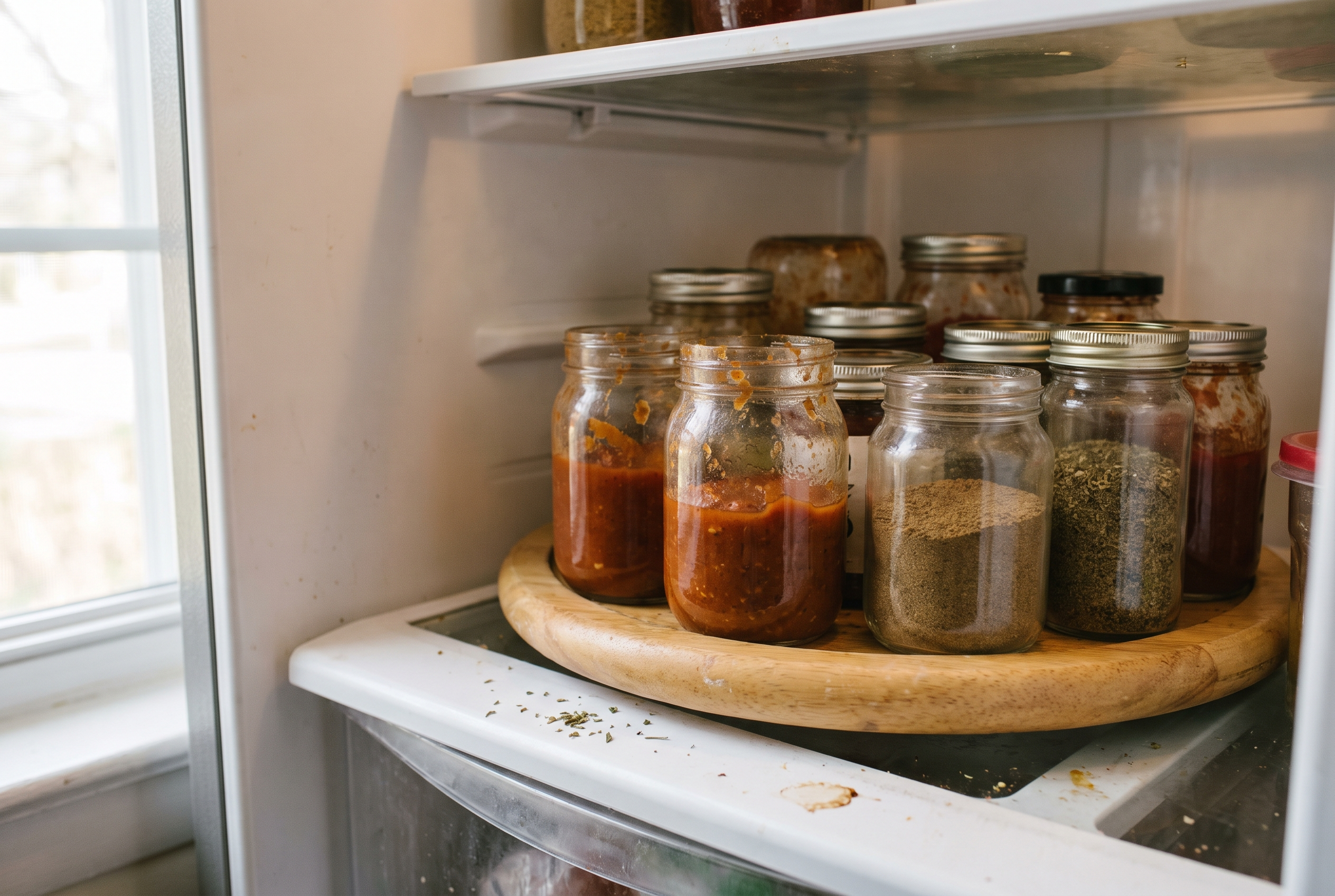 Kühlschrank Rondell Saucen Organisation Meal Prep