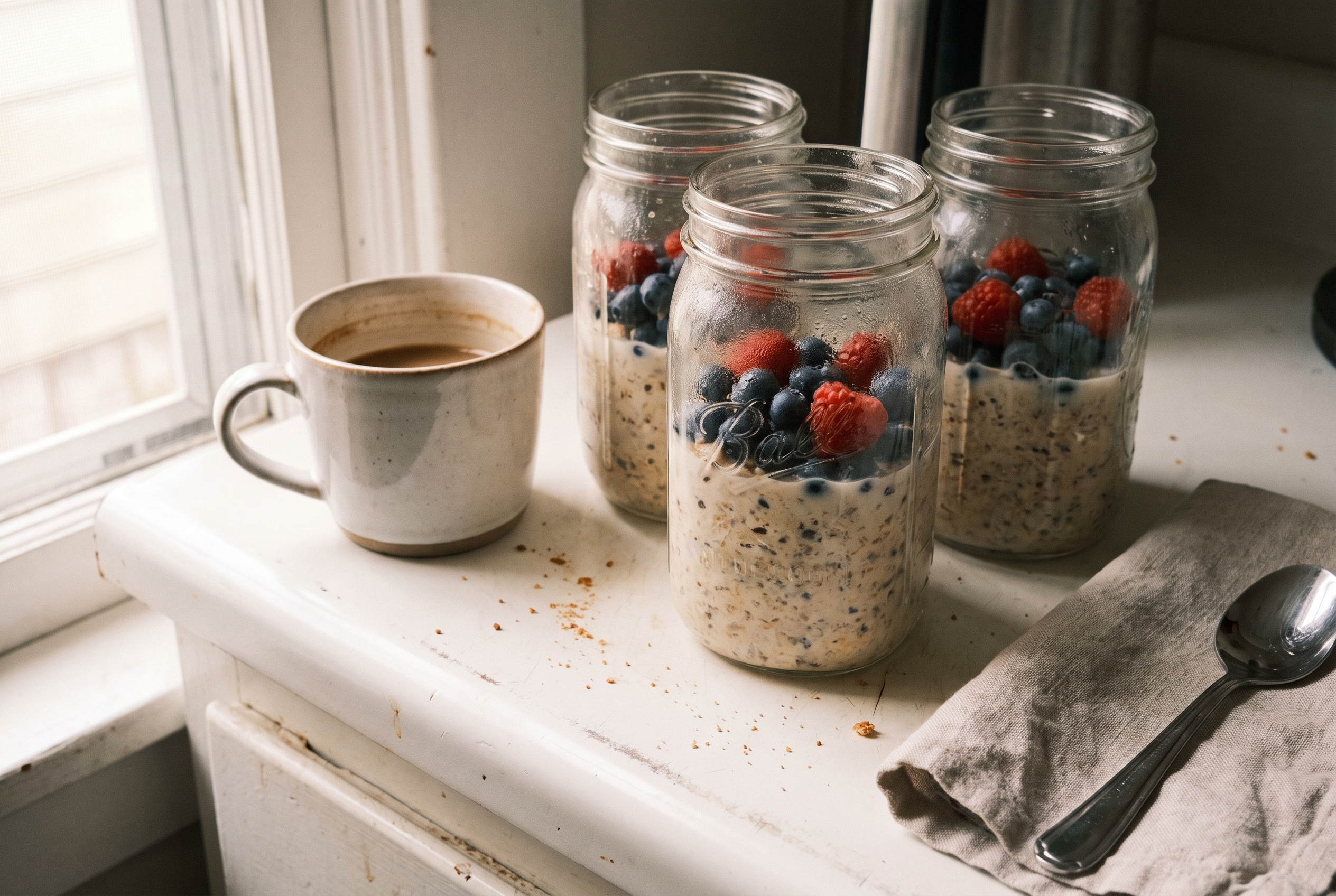 Overnight Oats Gläser Meal Prep Männer Frühstück vorbereiten