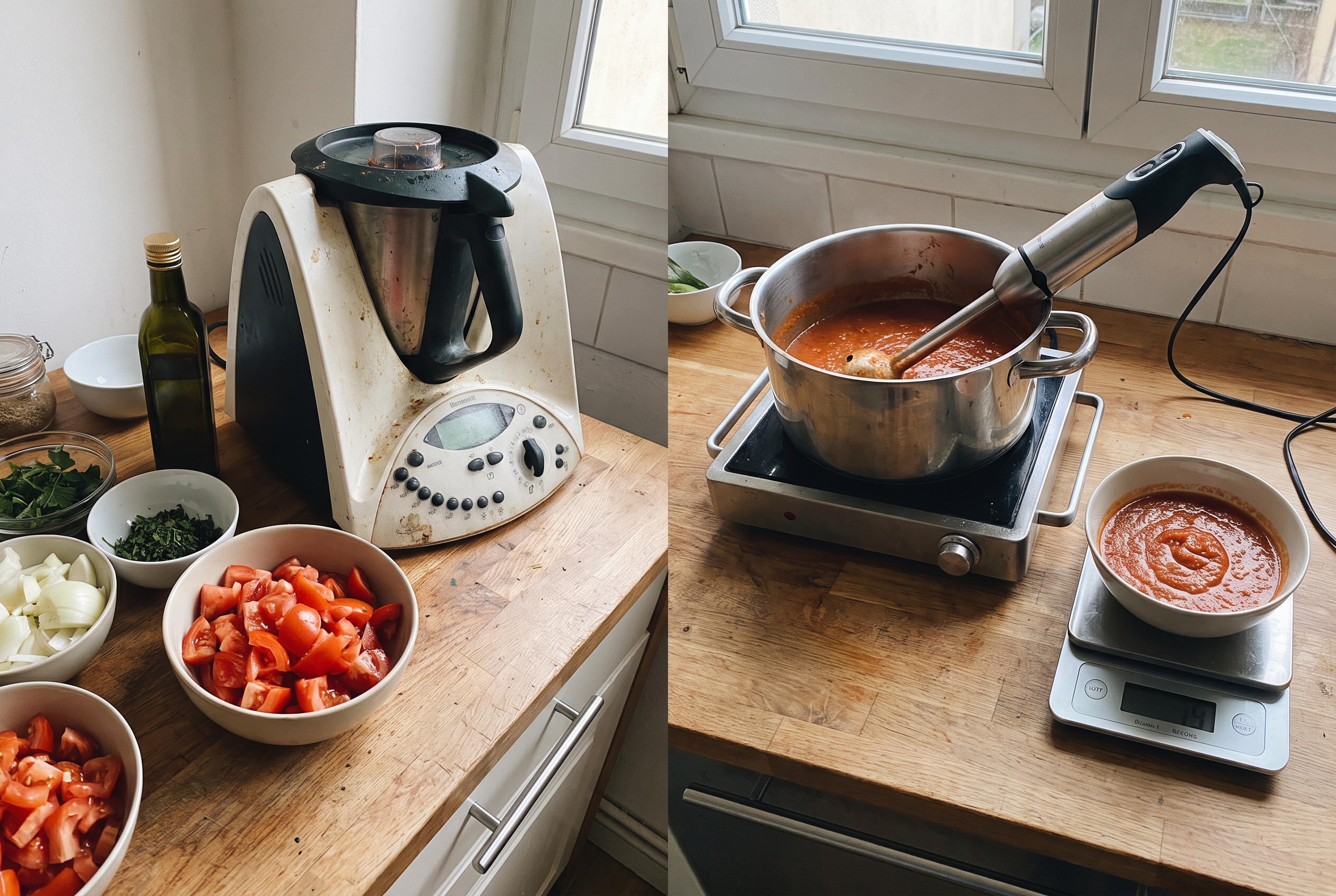 Thermomix versus einfache Alternative — Topf, Mixer und Waage