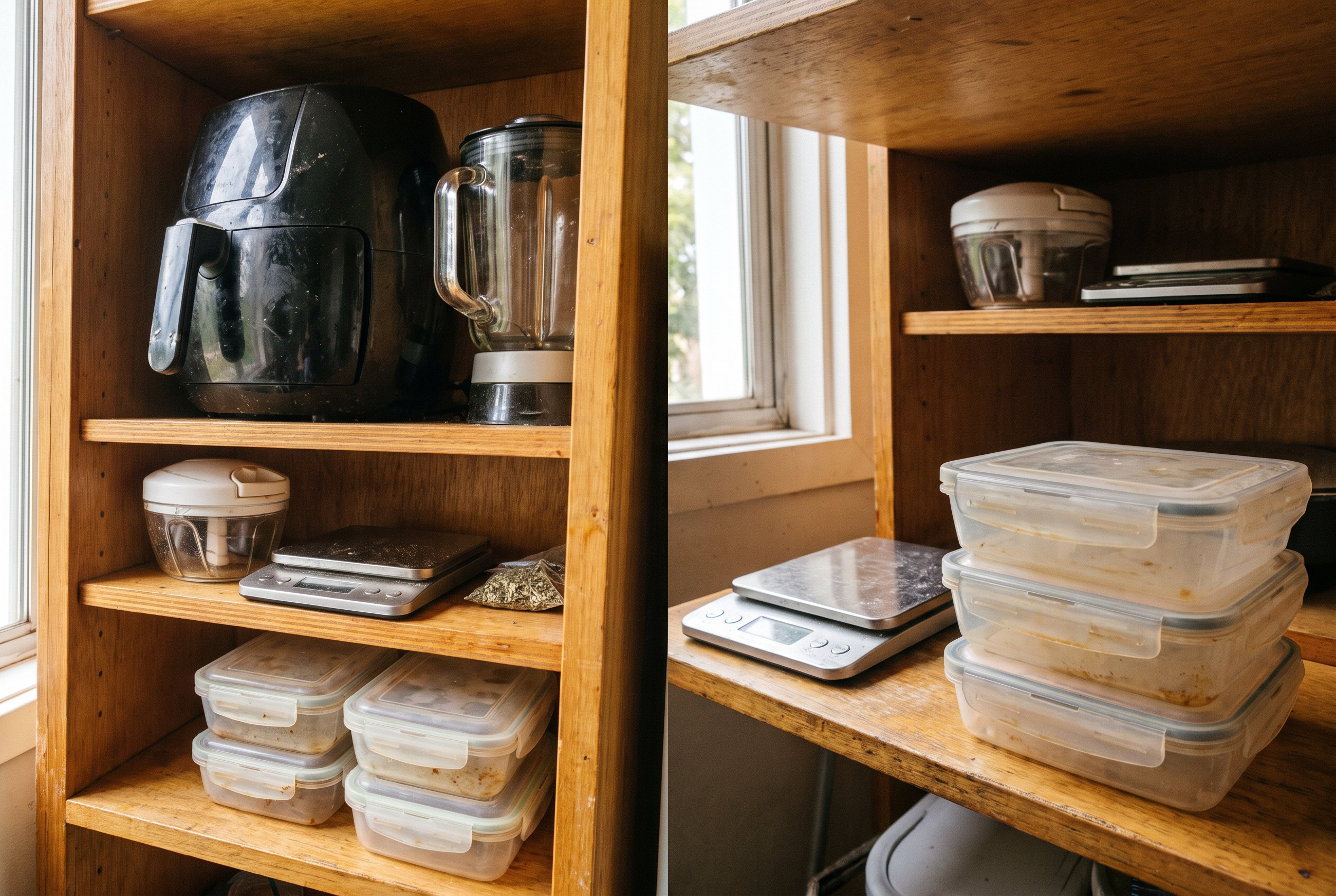 Meal Prep Geräte Übersicht — Airfryer, Mixer, Hacker, Waage und Boxen