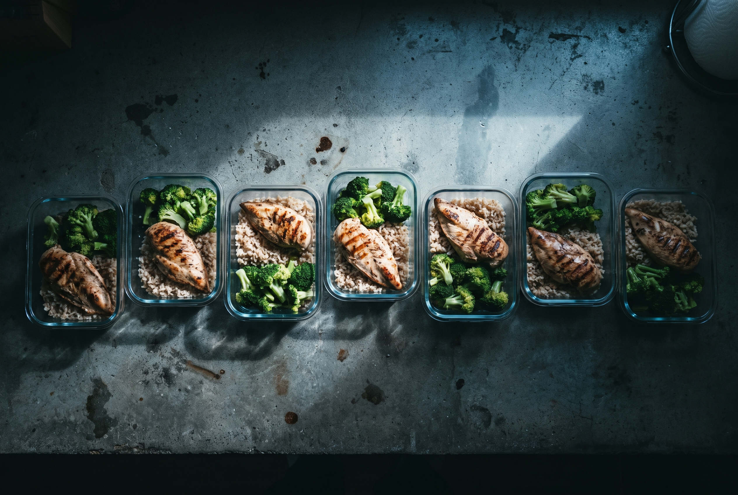Meal Prep Männer Boxen für eine Woche vorbereitet