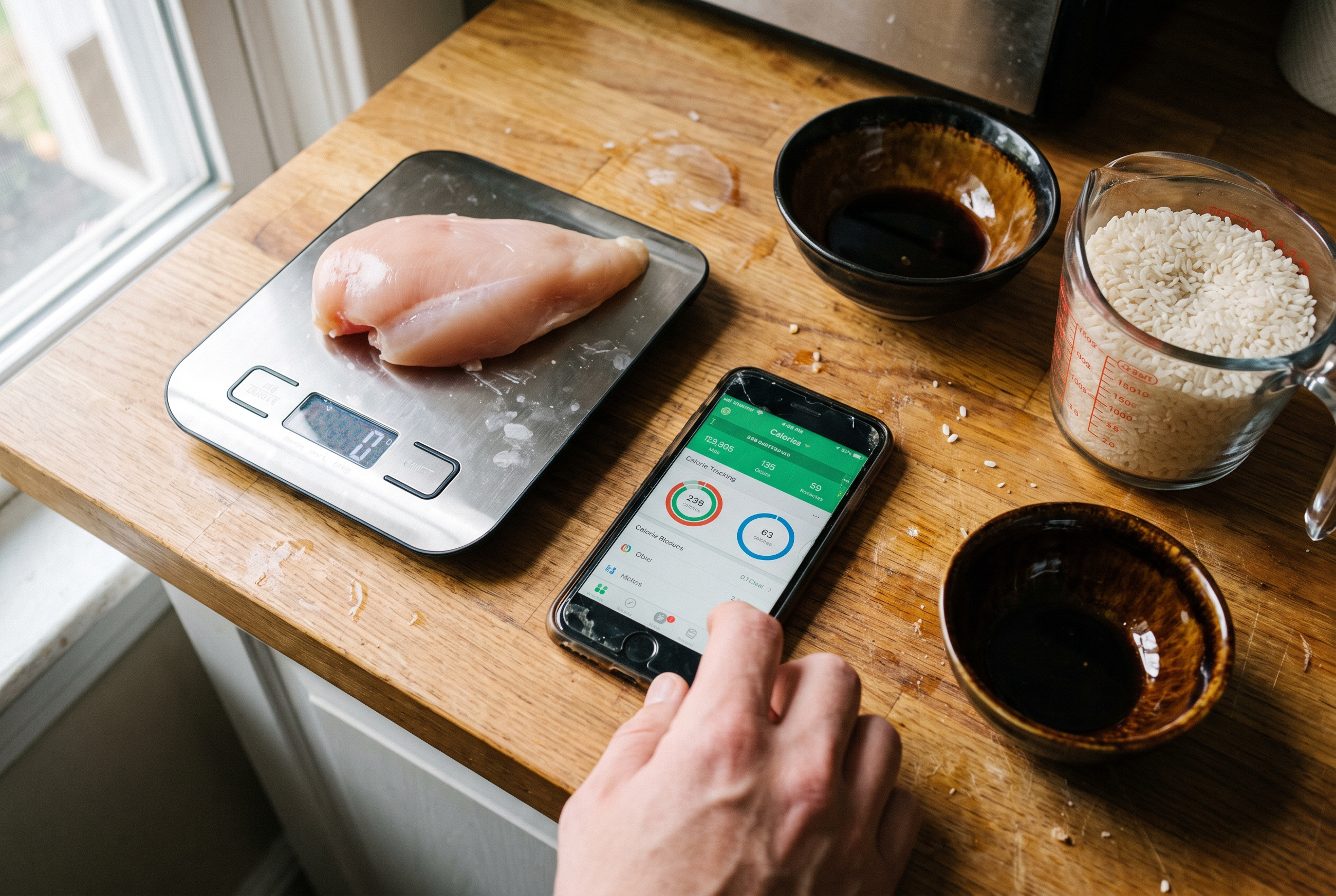 Küchenwaage und Tracking-App für Meal Prep Männer Makros
