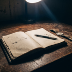 Monk Mode Anleitung 30 Tage — Notizbuch mit Regeln und Uhr auf dunklem Tisch