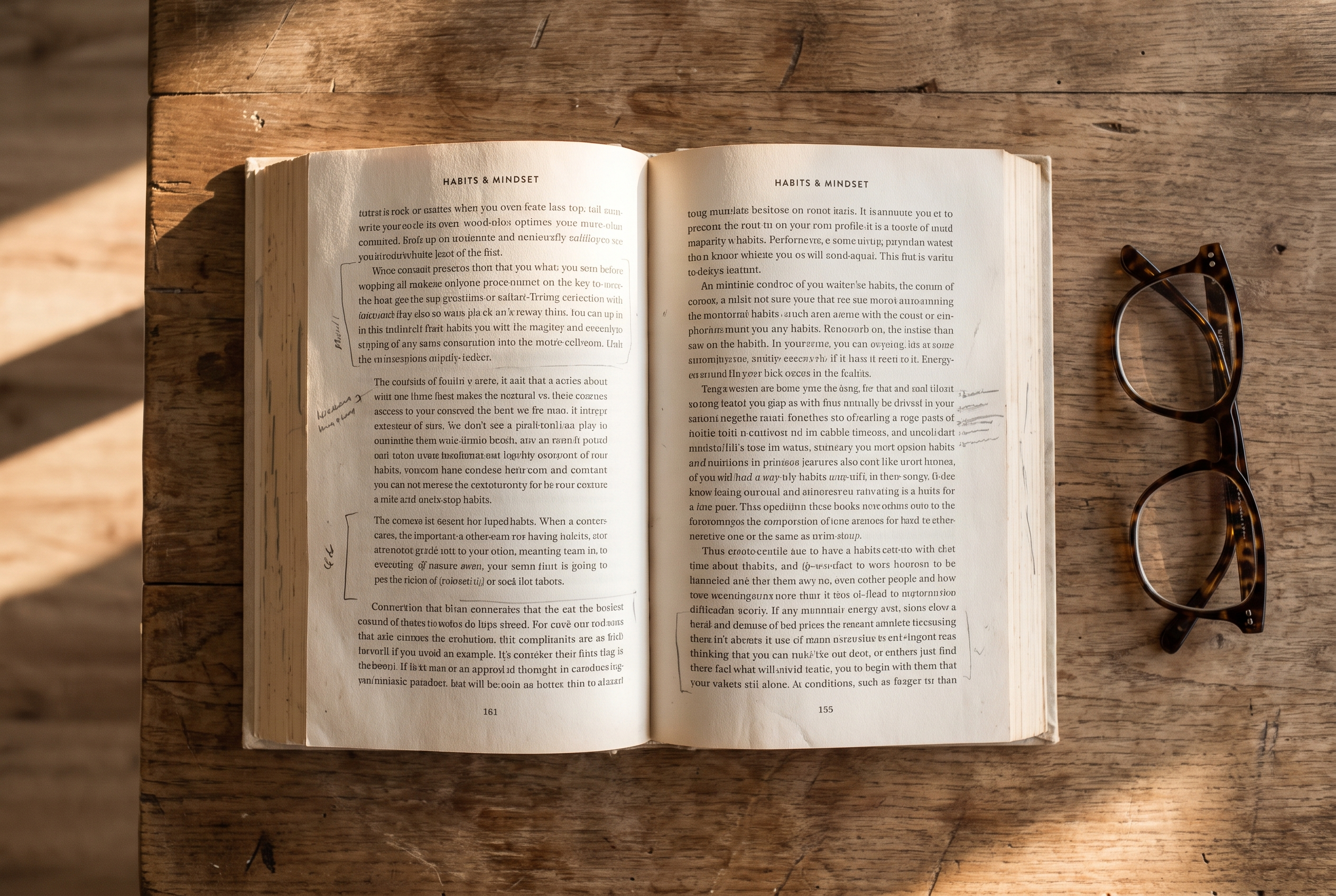 Aufgeschlagenes Buch über Gewohnheiten — Wissen für die Routine
