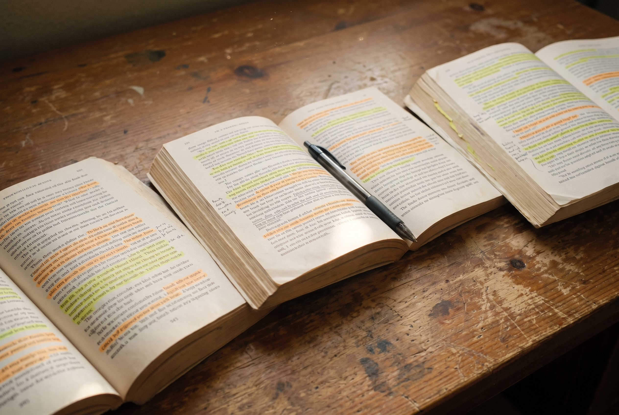 Aufgeschlagene Bücher über Finanzen und Vermögensaufbau auf Holztisch