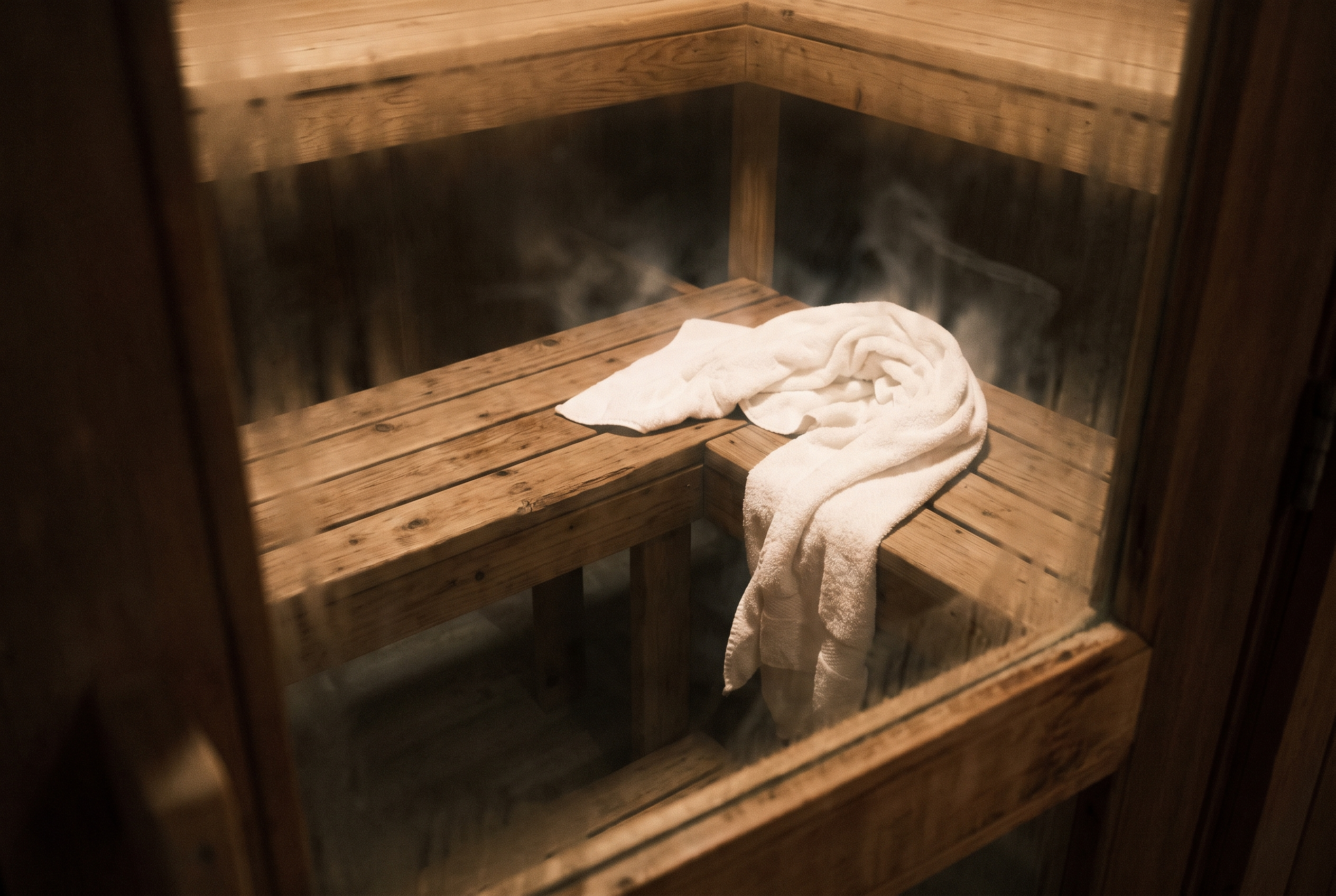 Sauna-Bank mit Handtuch — Wärme-Kälte-Wechsel für Erholung