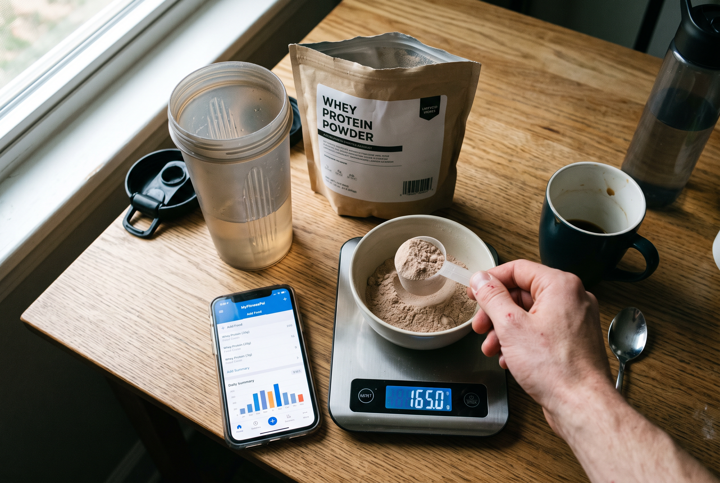 Proteinpulver Shaker Waage Ernährung Trainingsplan ab 40