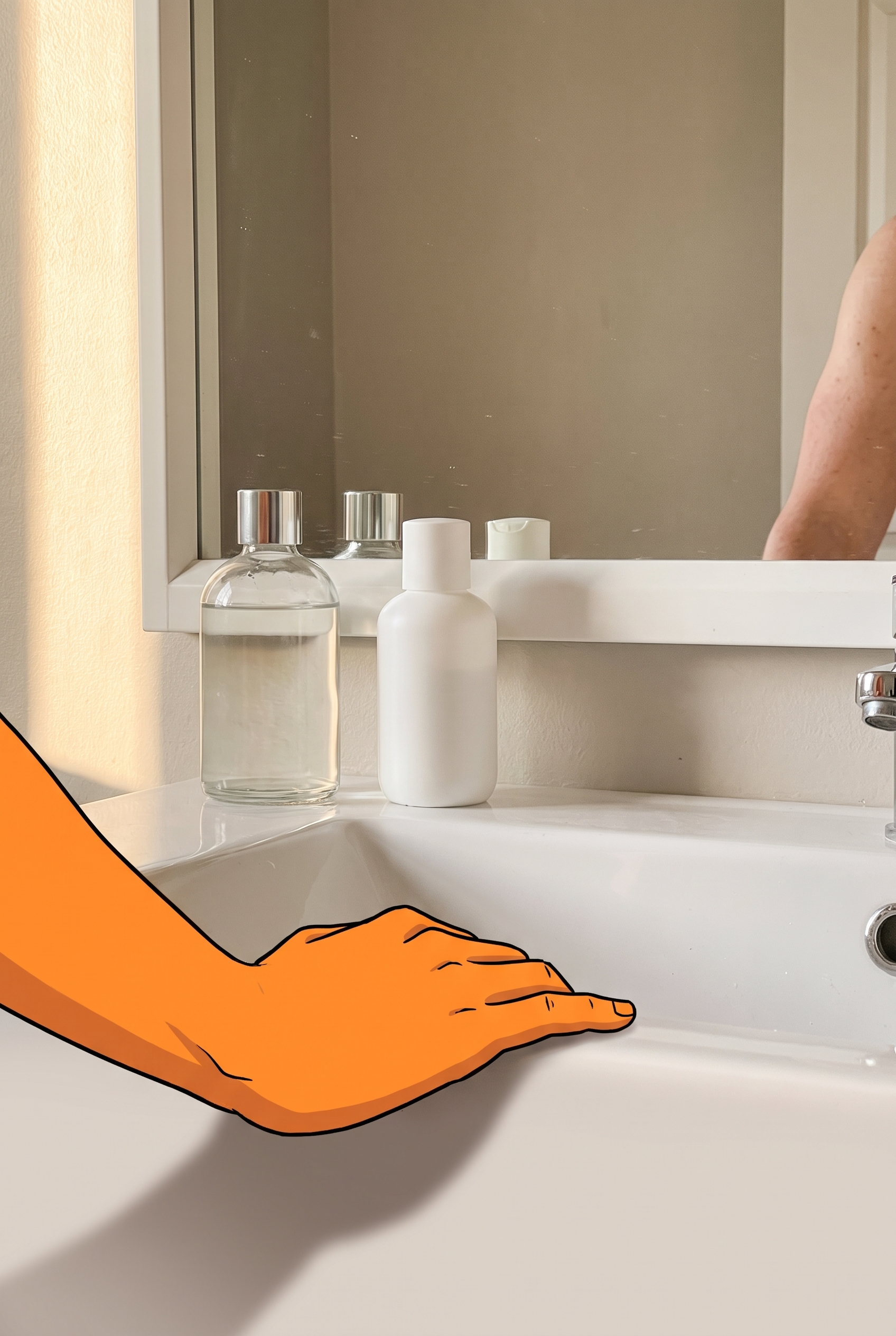 Männer Hautpflege Routine morgens Waschbecken