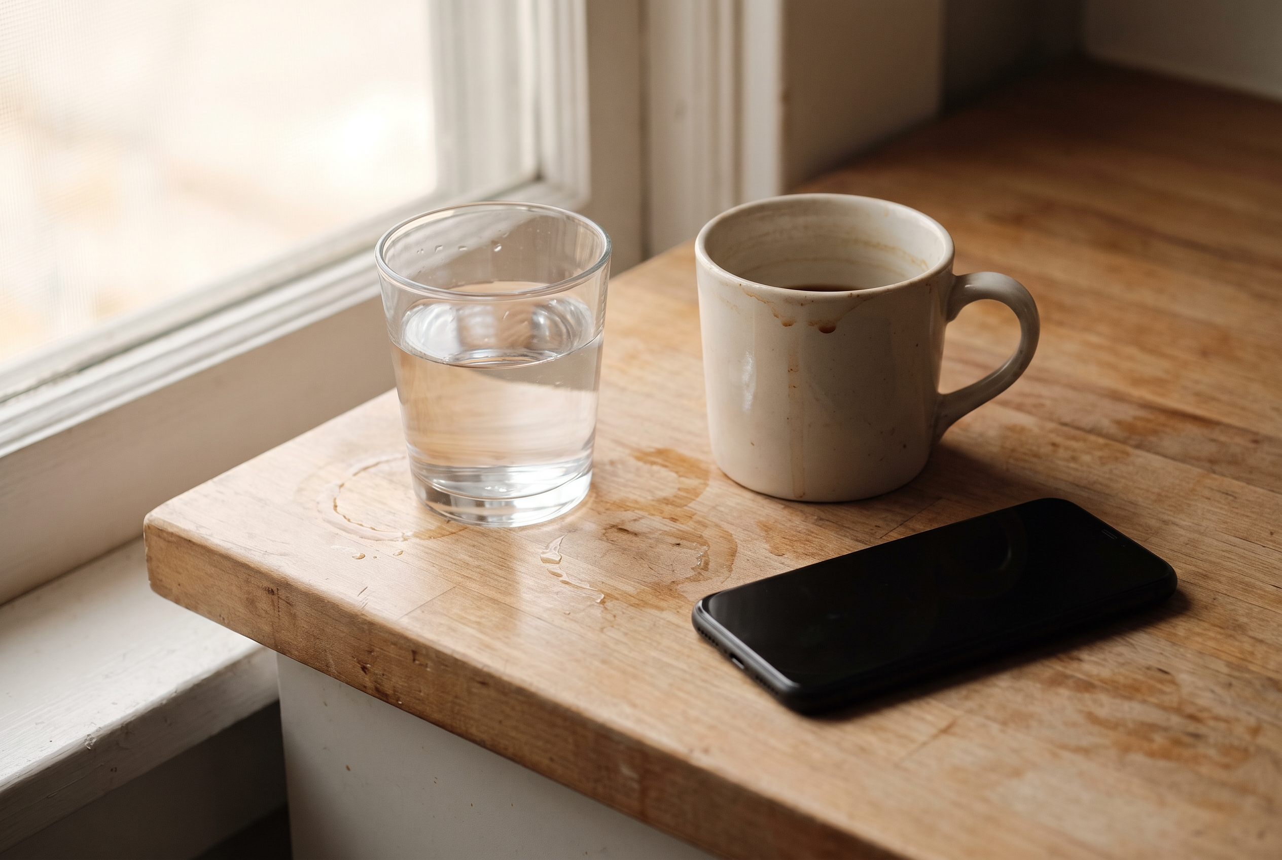 Morgenroutine Wasser Kaffee ohne Handy