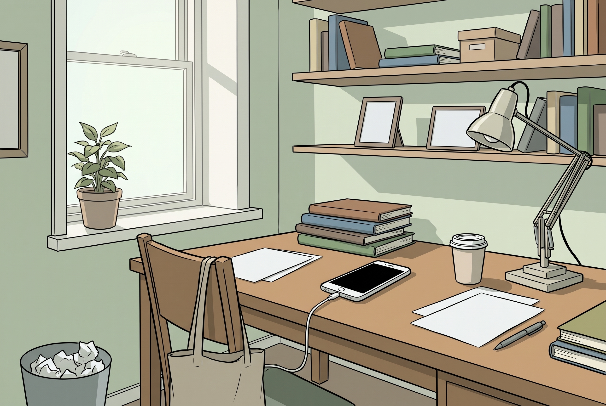 Das Handy lädt im Büro, nicht im Schlafzimmer