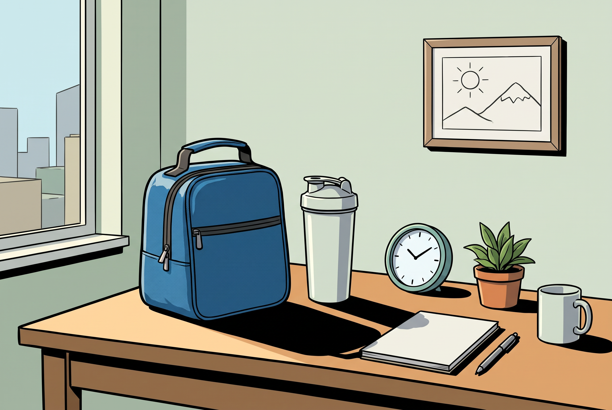 Kühltasche und Shaker für das Mittagessen im Büro