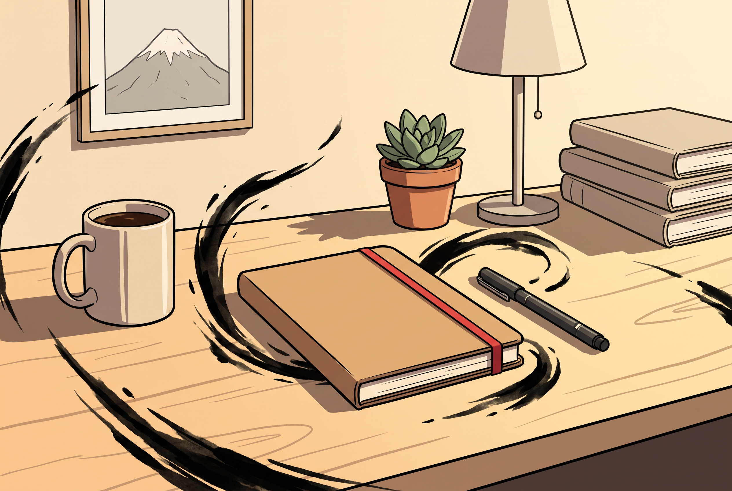 Notizbuch, Stift und Kaffee als Grundausstattung für Journaling für Männer