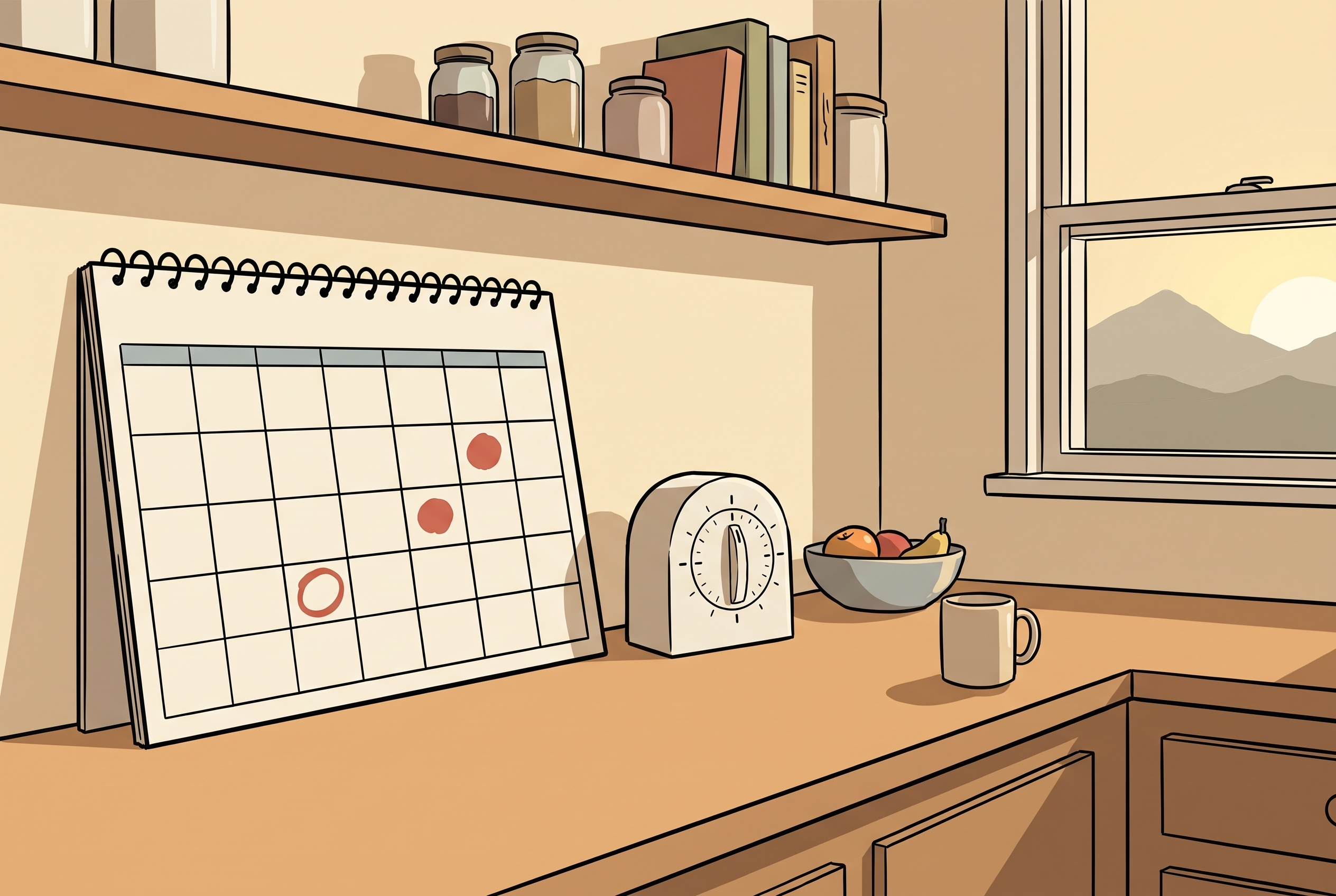 Kalender und Timer für eine feste Journaling-Routine