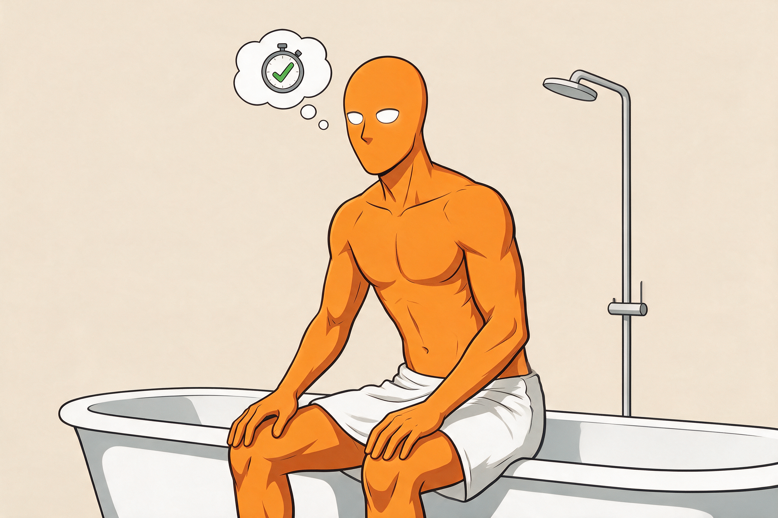 AlFi sitzt ruhig am Badewannenrand und plant die kurze kalte Dusche