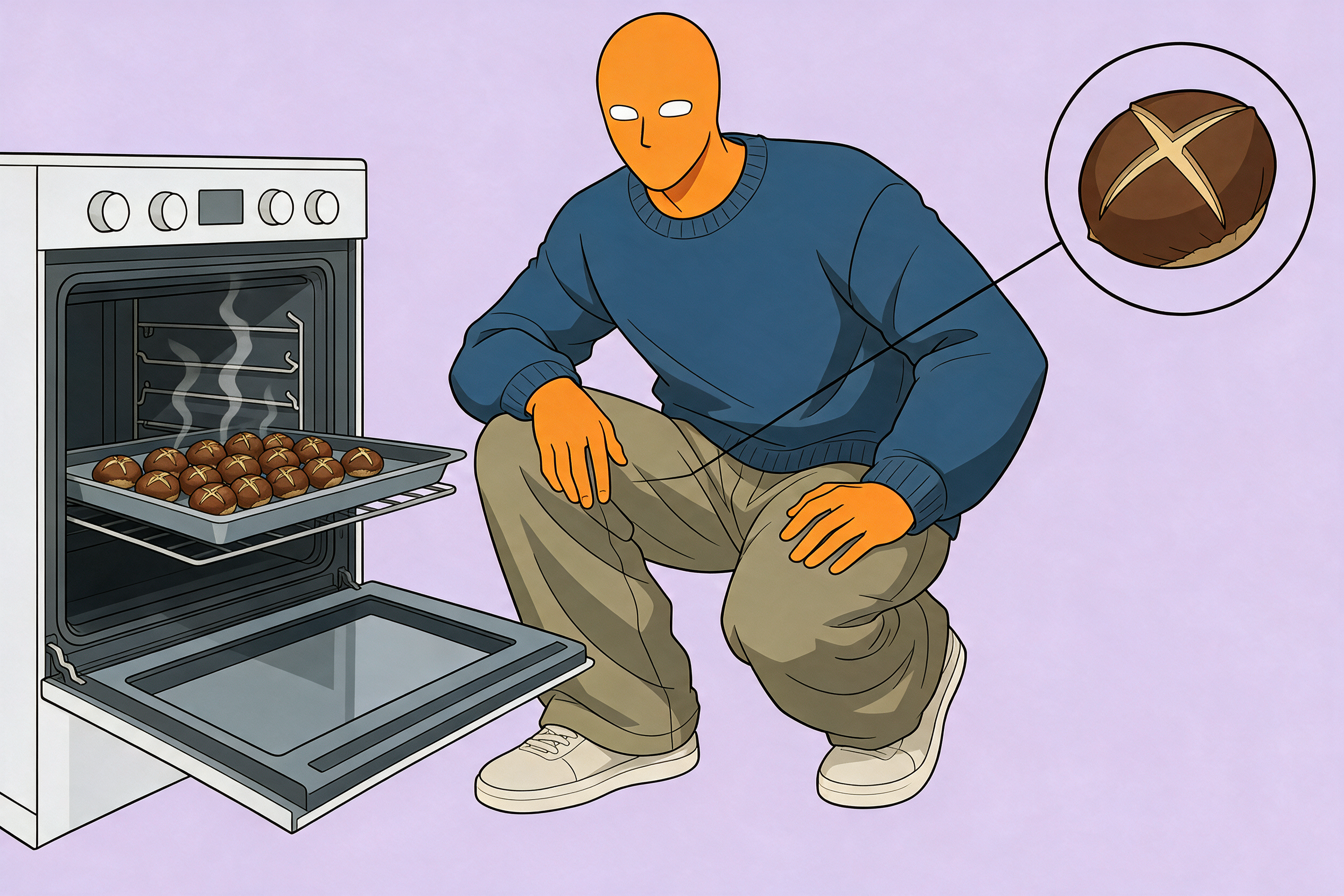 Marroni rösten snack gesund: AlFi schaut in den Backofen mit gerösteten Maroni