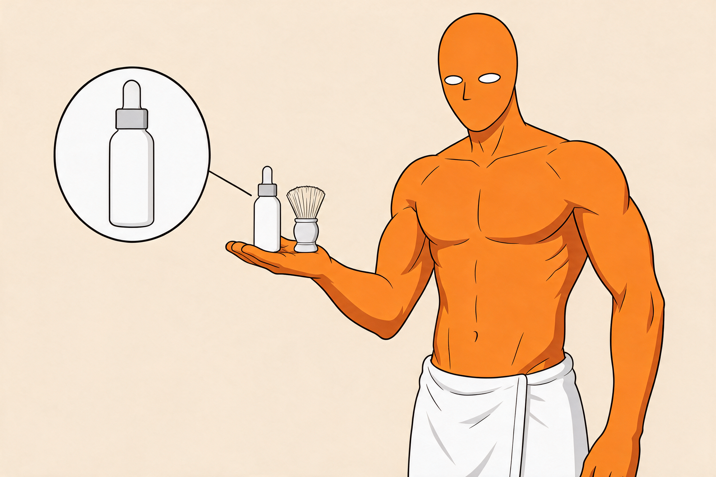 Niacinamid Serum Wirkung Mann: AlFi mit Serum-Flasche am Badezimmerspiegel