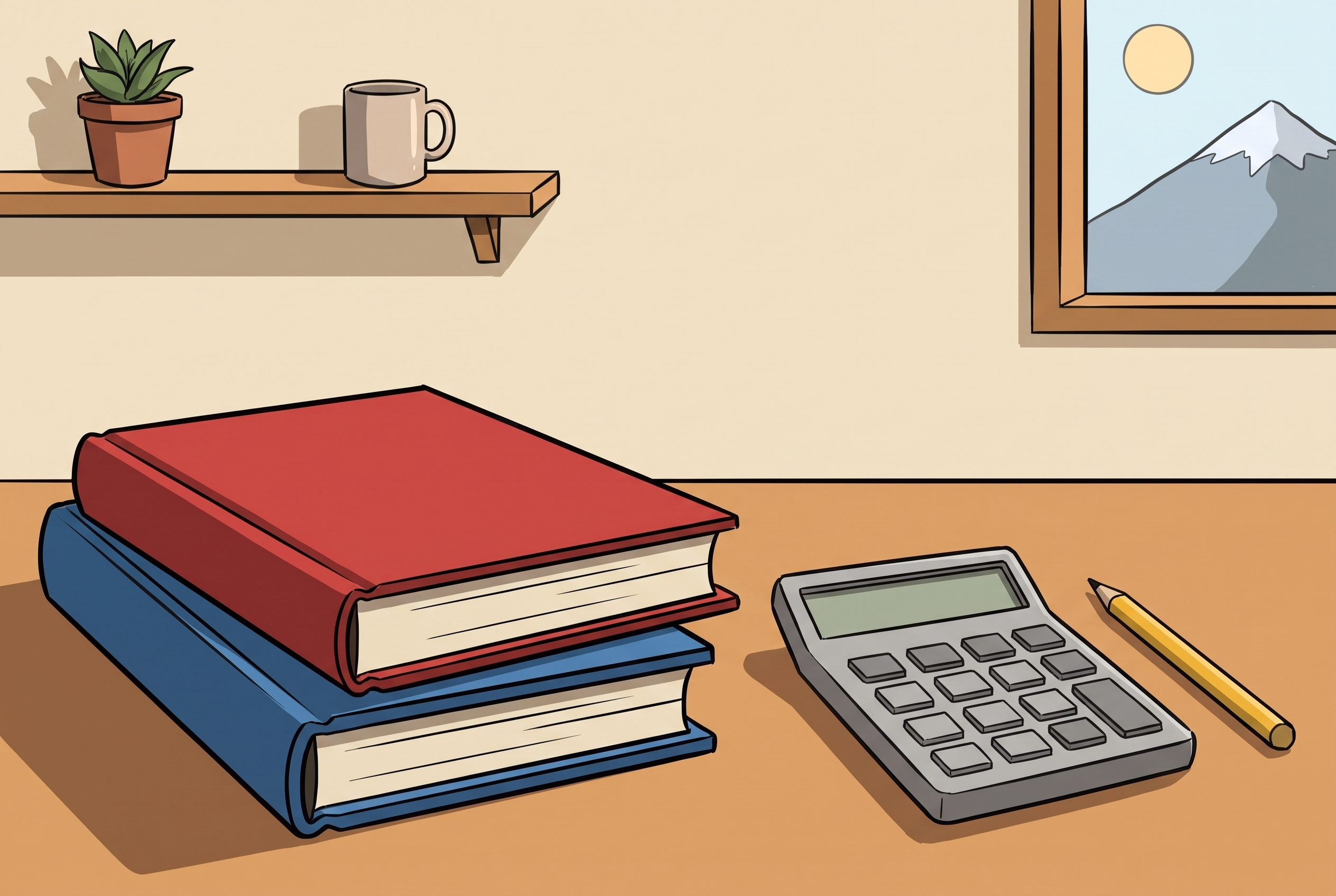 Bücher und Taschenrechner für den Geld-Alltag