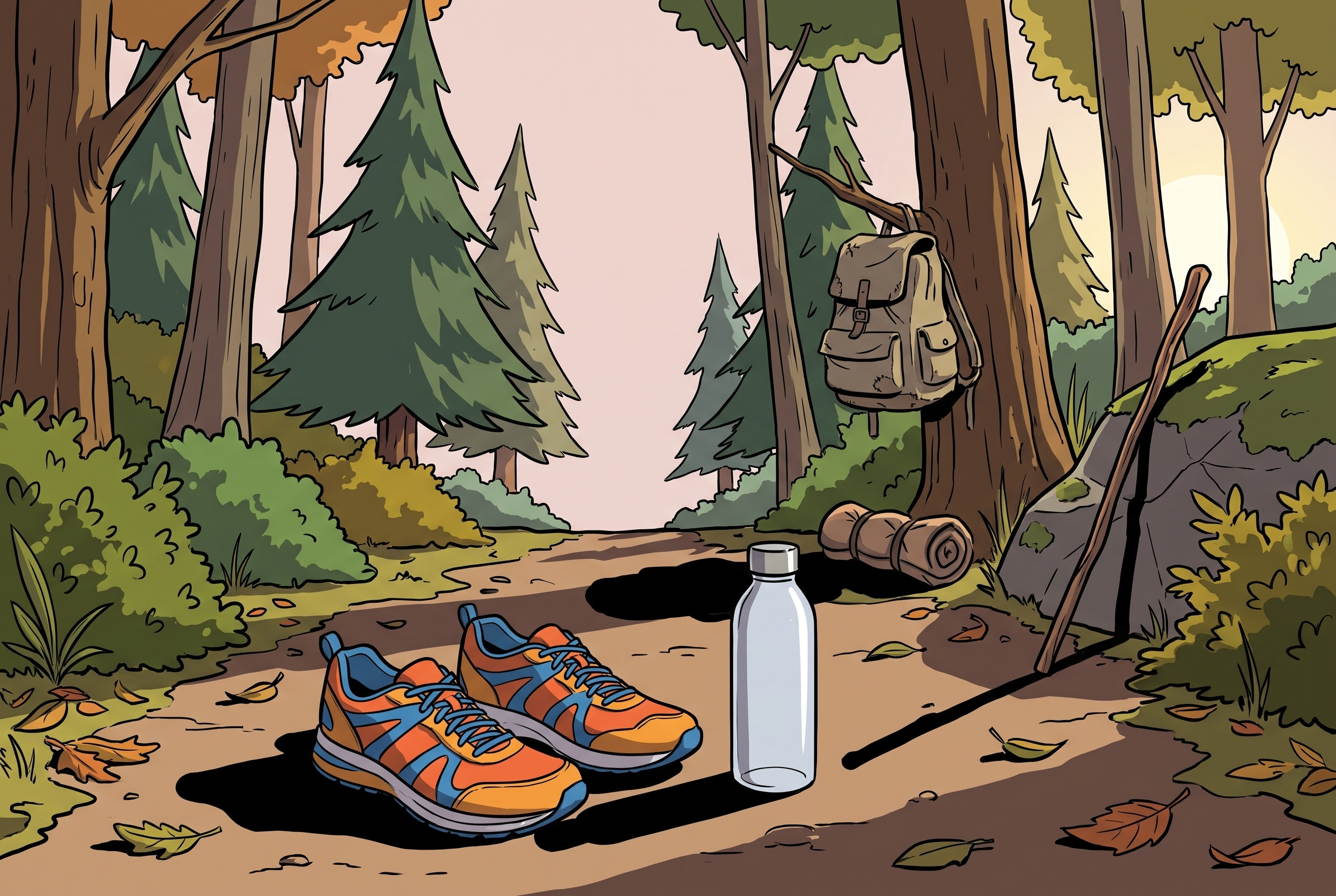 Sneaker und Wasserflasche für den Spaziergang gegen Stress